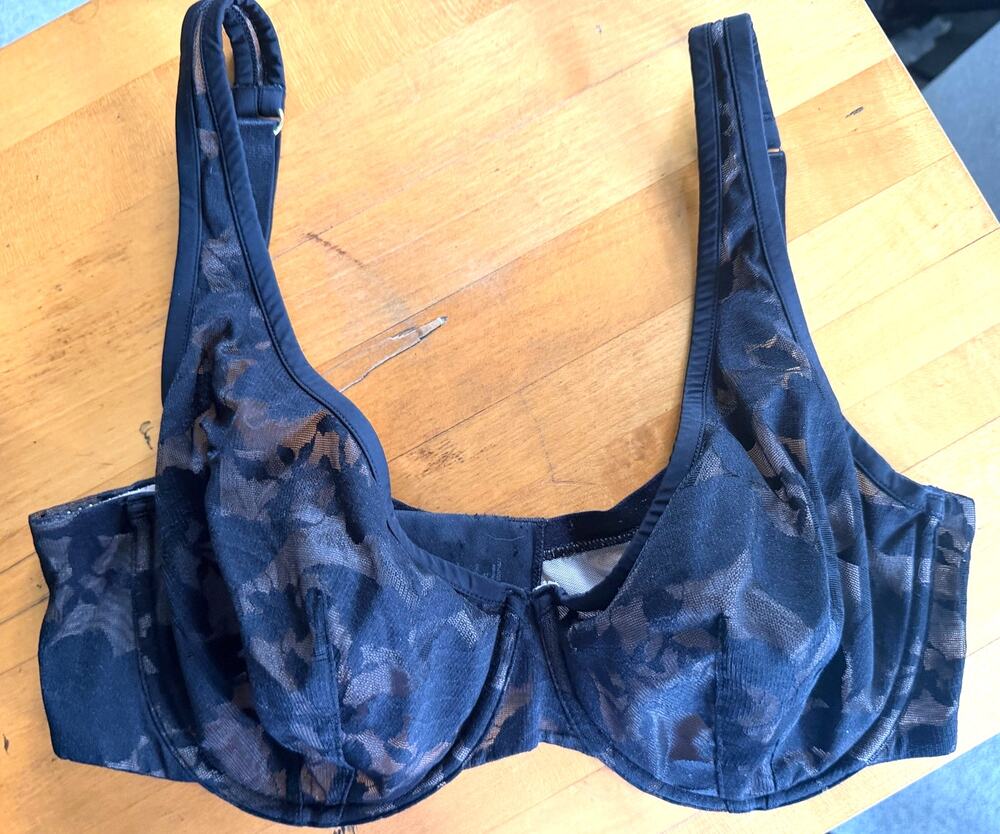 ThirdLove Unlined Foliage Perfect Coverage Bra Underwire Black Lacy Size 34E